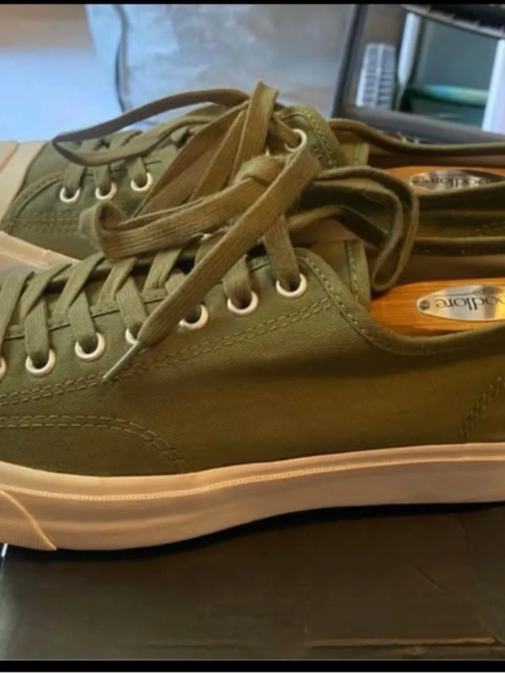 Converse “Jack Purcell” Olive Green Canvas Low-Top Sneakers for Men - Picture 2 of 6